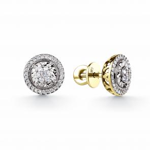 Серьги из комбинированного золота ЮК Клондайк с бриллиантом KL07-00208-06-001-03-01 фото