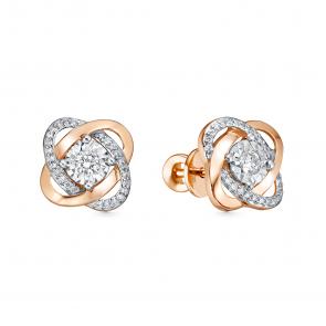 Серьги из комбинированного золота ЮК Клондайк с бриллиантом KL07-00764-05-001-02-01 фото