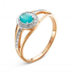 Золотое кольцо ЮК Клондайк с бриллиантом и халцедоном KL1-085 фото