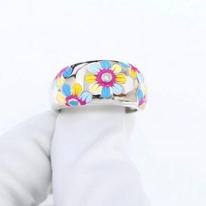 Серебряное кольцо ВЕРОНА с эмалью и цирконием Re05168r фото