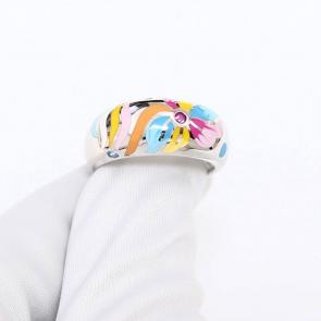 Серебряное кольцо ВЕРОНА с эмалью и цирконием Re05169r фото