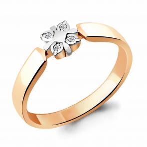 Кольцо из золочёного серебра AQUAMARINE с бриллиантом А060183-пк фото