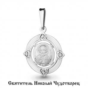 Сереряная подвеска-иконка Святитель Николай Чудотворец AQUAMARINE А14756 фото