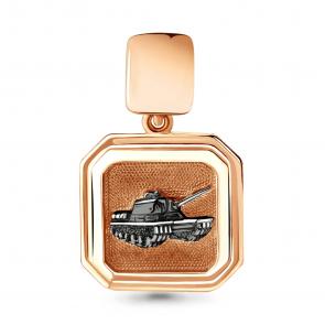 Подвеска из золочёного серебра Танк AQUAMARINE А16079-пк фото