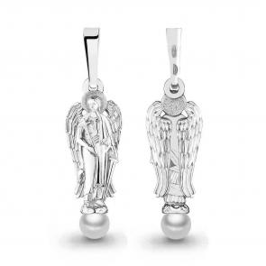 Серебряная подвеска-иконка Ангел Хранитель AQUAMARINE с жемчугом А20726 фото