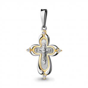 Подвеска из золочёного серебра AQUAMARINE с фианитом А22227А фото