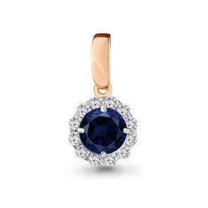Подвеска из золочёного серебра AQUAMARINE с фианитом и гидротермальным сапфиром А22901Б-п фото