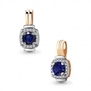 Подвеска из золочёного серебра AQUAMARINE с фианитом и гидротермальным сапфиром А23631Б-пк фото