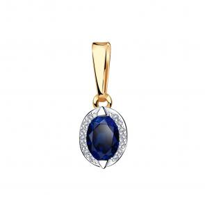 Подвеска из золочёного серебра AQUAMARINE с фианитом и гидротермальным сапфиром А23645Б-пк фото