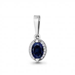 Серебряная подвеска AQUAMARINE с фианитом и гидротермальным сапфиром А23645Б фото