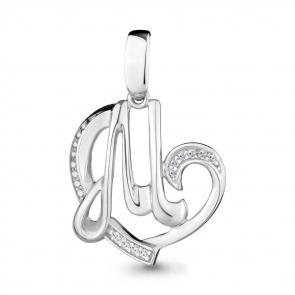 Серебряная подвеска-буква М AQUAMARINE с фианитом А24004А фото