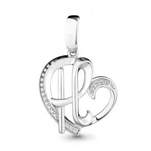 Серебряная подвеска-буква Н AQUAMARINE с фианитом А24005А фото