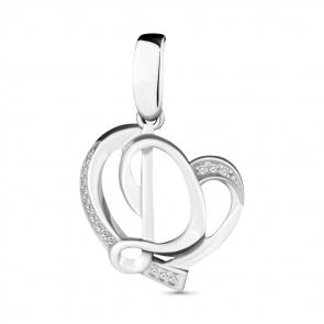 Серебряная подвеска-буква Д AQUAMARINE с фианитом А24012А фото