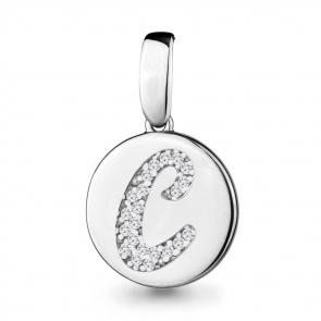 Серебряная подвеска-буква С AQUAMARINE с фианитом А24029А фото