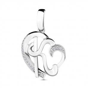 Серебряная подвеска-буква К AQUAMARINE с фианитом А24033А фото