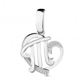 Серебряная подвеска-буква Т AQUAMARINE с фианитом А24035А фото