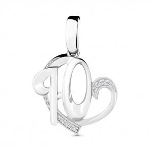 Серебряная подвеска-буква Ю AQUAMARINE с фианитом А24037А фото