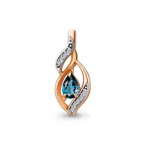 Подвеска из золочёного серебра AQUAMARINE с фианитом и Лондон топазом А2426108А-пк фото