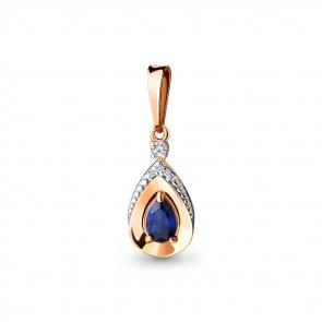 Подвеска из золочёного серебра AQUAMARINE с фианитом и гидротермальным сапфиром А24279АБ-пк фото