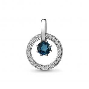 Серебряная подвеска AQUAMARINE с фианитом и Лондон топазом А2429008А фото