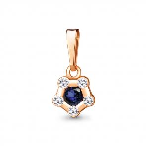 Подвеска из золочёного серебра AQUAMARINE с фианитом и гидротермальным сапфиром А24391АБ-п фото