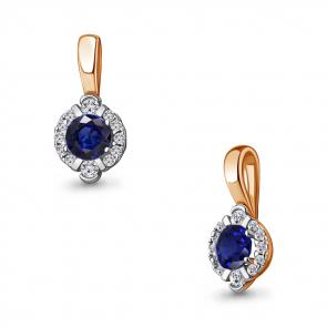Подвеска из золочёного серебра AQUAMARINE с фианитом и гидротермальным сапфиром А24495АБ-п фото