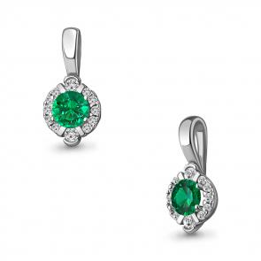 Серебряная подвеска AQUAMARINE с фианитом и гидротермальным изумрудом А24495АГ фото