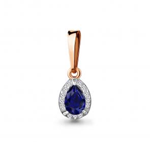 Подвеска из золочёного серебра AQUAMARINE с фианитом и гидротермальным сапфиром А24538АБ-п фото
