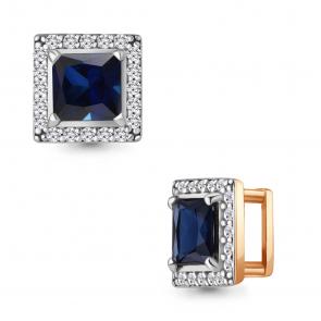 Подвеска из золочёного серебра AQUAMARINE с фианитом и гидротермальным сапфиром А24585АБ-п фото