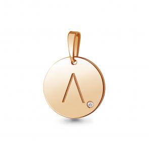 Подвеска-буква Л из золочёного серебра AQUAMARINE с фианитом А24603-п фото