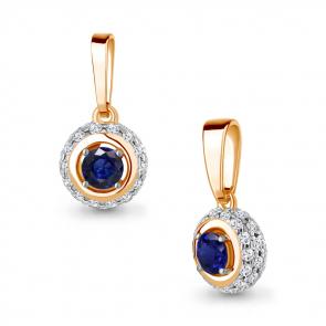 Подвеска из золочёного серебра AQUAMARINE с фианитом и гидротермальным сапфиром А24650АБ-п фото