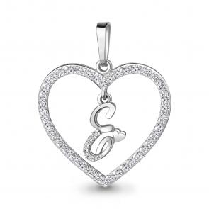 Серебряная подвеска-буква Е AQUAMARINE с фианитом А24687А фото