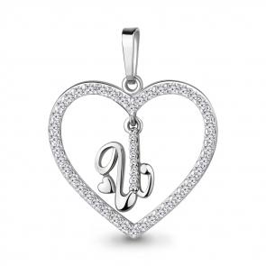 Серебряная подвеска-буква И AQUAMARINE с фианитом А24690А фото