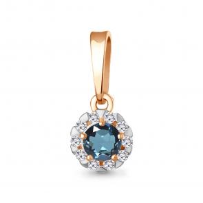 Подвеска из золочёного серебра AQUAMARINE с фианитом и Лондон топазом А2503108А-п фото
