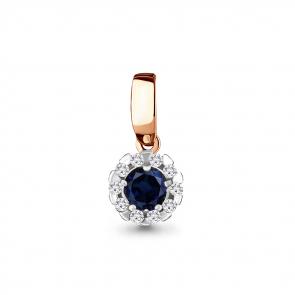 Подвеска из золочёного серебра AQUAMARINE с фианитом и гидротермальным сапфиром А25031Б-п фото
