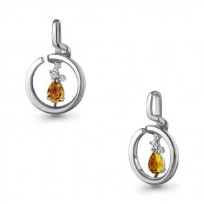 Серебряная подвеска AQUAMARINE с фианитом и цитрином А2530606А фото