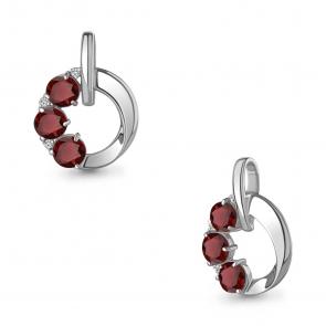 Серебряная подвеска AQUAMARINE с фианитом и гранатом А2533803А фото