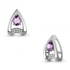 Серебряная подвеска AQUAMARINE с фианитом и аметистом А2534404А фото