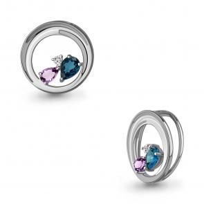 Серебряная подвеска AQUAMARINE с фианитом, аметистом и Лондон топазом А2538032А фото