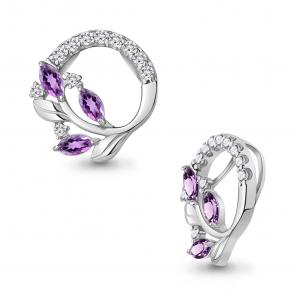 Серебряная подвеска AQUAMARINE с фианитом и аметистом А2540004А фото