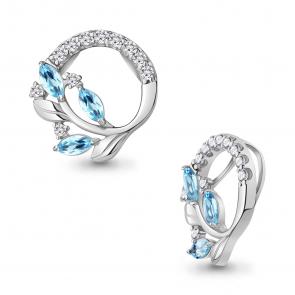 Серебряная подвеска AQUAMARINE с топазом и фианитом А2540005А фото