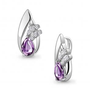 Серебряная подвеска AQUAMARINE с фианитом и аметистом А2540204А фото