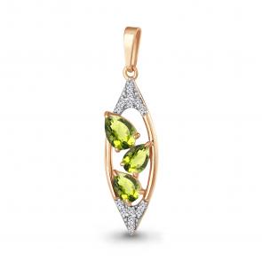 Подвеска из золочёного серебра AQUAMARINE с фианитом и хризолитом А2541007А-п фото