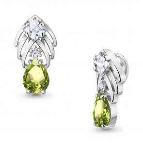 Серебряная подвеска AQUAMARINE с фианитом и хризолитом А2542007А фото