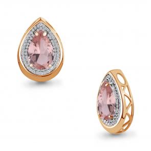Подвеска из золочёного серебра AQUAMARINE с фианитом и морганитом А2542590А-п фото