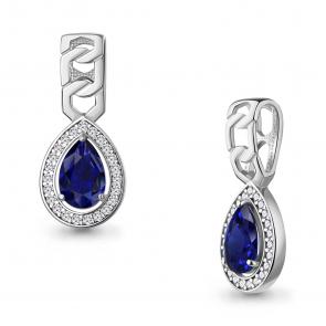 Серебряная подвеска AQUAMARINE с фианитом и гидротермальным сапфиром А25436АБ фото