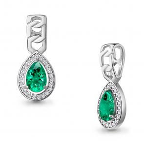 Серебряная подвеска AQUAMARINE с фианитом и гидротермальным изумрудом А25436АГ фото