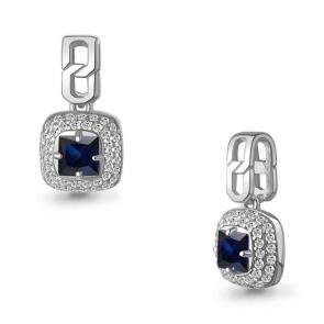 Серебряная подвеска AQUAMARINE с фианитом и гидротермальным сапфиром А25437АБ фото