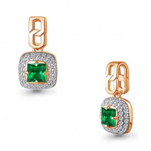 Подвеска из золочёного серебра AQUAMARINE с фианитом и гидротермальным изумрудом А25437АГ-п фото