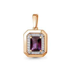 Подвеска из золочёного серебра AQUAMARINE с фианитом и аметистом А2544084А-п фото